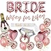 Bachelorette Party Decorations Kit, Bridal Shower Supplies - Bride Balloon, Bride to Be Sash, Ring Foil, Champagne Foil, Heart Balloon, Rose Gold Balloon, Glitter Banner | Wifey for Lifey