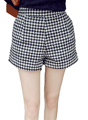秋冬春 レディースファッション ショートパンツ 千鳥格子 チェック ハイウエスト シンプル カジュアル サイズ豊富 OL 通勤 クマのぬいぐるみ付き UC012
