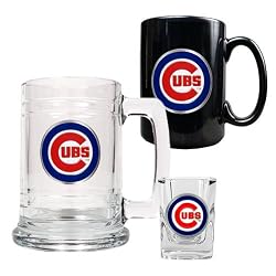 Chicago Cubs MLB 15oz Tankard, 15oz Ceramic Mug & 2oz Shot Glass Set - Primary Logo by Great American Products