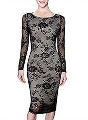 Long Sleeves Floral Print Polyester/Spandex Scoop Neck Vintage Flared-Skirt Summer Evening Dress/Prom Dress/Party Dress/Wedding Dress 