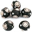 6 Black Kashmiri Metal Dot Beads Jewelry Beading Craft
