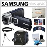 Samsung HMX-QF20 Wi-Fi HD Camcorder with 20x Optical Zoom and 2.7-inch Touchscreen in Black + Samsung 16GB SDHC + Mini HDMI Cable + Carrying Case + Accessory Kit