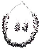 Jewellery Set - Earring and Necklace Sets in Sterling Silver and Garnet Gemstone