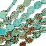 Turquoise Oval Flat Discs 10mm Stabilized 15.5 Inch Strand