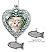 Cat Memorial Ornament - Heart Shaped Photo Ornament with Hanging Engravable Fish Charm - Pet Sympathy Gift - In Memory of Cat - Pet Memorial Gift