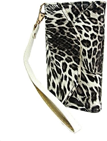 Leopard Pattern Leather Wristlet Wallet Purse Case Book Cover Pouch For Apple iphone 5 5s (gray)