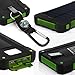 Solar Phone Charger, Grandbeing® 10000mAh Portable Battery Charger Outdoor Dual USB External Battery Pack Solar Power Bank with LED Light and Compass for iPhone iPad & Android Phones, Black Green