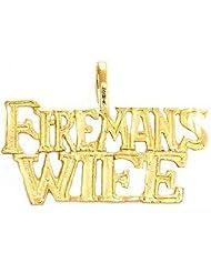14K Gold Firemans Wife Charm Firefighter Jewelry 12mm