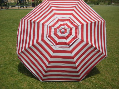7ft Waterproof 97 Uva Protection Beach Umbrella With Carry Case Red Striped Best Shelterlis1
