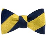 Navy and Gold Stripe Freestyle Bowtie by Elite - Gold Silk