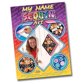 Ksg Arts and Crafts Sequin Art Teddy Bear Name Plaque Picture Kit