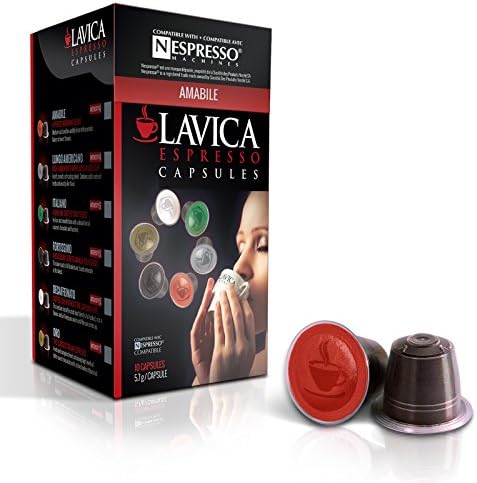 100 Nespresso Compatible Lavica Amabile Blend Medium Roast Single Serve Espresso Coffee Capsules - Compatible with Nespresso Machines
