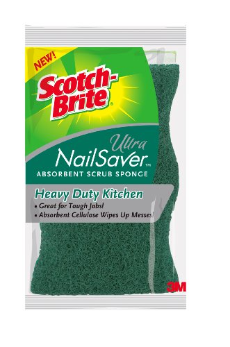 3M  3M Scotch-Brite Ultra NailSaver U-1001 Heavy Duty Kitchen Absorbent Scrub Sponge, 1-Pack