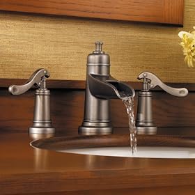 Price Pfister 049-YP1E Ashfield Widespread Trough Lavatory Faucet with Pop-Up, Rustic Pewter