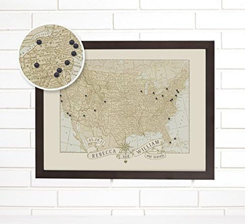 Personalized "Wedding/Anniversary" USA Push Pin Map