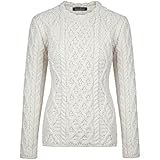 Ireland's Eye 100% Irish Merino Wool Ladies Aran Sweater with Lambay Stitching