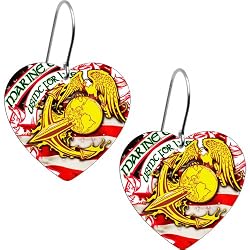 Handcrafted Heart Marine Insignia Earrings