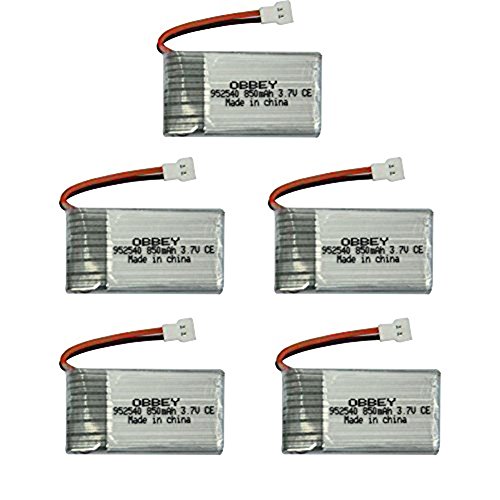 OBBEYÂ® 3.7v 850mah 25c upgraded Lipo Battery for Syma X5C X5C-1 X5SW X5C-1 X5SC X5SC-1 Cx-30 Cx-31 M68 Quadcopters Free Shipping(Silver,Set of 5)