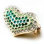 Green Gradient Color Crystal Heart Brooches And Pins
