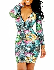 Sexy Cocktail Vintage General Print Bandage Dress/Bodycon Dress/Party Dress/Mini Dress 