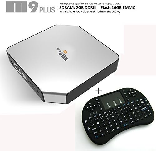 Flylion Andorid TV Box 2GB 16GB S905 M9 Plus with Kodi Netflix Dual Wifi 2.4Ghz 5Ghz Bluetooth 4.0 Support 100M Lan 4K Full HD 1080P @60 fps Video Output 4K Tv Receiver Media Player(with Remote)