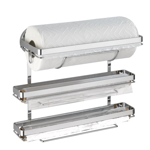 Wenko 5880100 K&uuml;chenrollenhalter Trio Magic-Loc - f&uuml;r 3 verschiedene K&uuml;chenrollen, Chrom, 33 x 32 x 16 cm