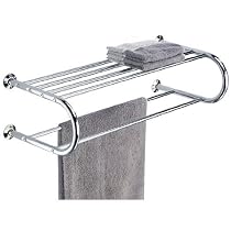 Hotel Style Chrome Towel Rack & Shelf