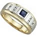 Two Tone Grandeur Sapphire and Diamond Men's Ring