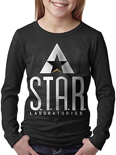 Kids Star Labs - Flash Captain TV Laboratories Logo Long Sleeve T-Shirts Black