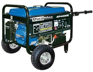 DuroMax XP4400E 4400 Watt 7.0 HP OHV 4-Cycle Gas Powered Portable Generator With Wheel Kit And Electric Start