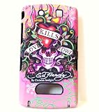 New Pink Ed Hardy By Christian Audigier Love Kills Slowly Blackberry Storm 9500 + Premium Lcd Screen Guard in Original Box Snap on Cell Phone Case