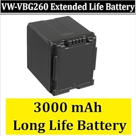 VW-VBG260 3000MAH REPLACEMENT BATTERY FOR PANASONIC AG-HMC40, AG-HMC70 AVCCAM HD camcorders!!!