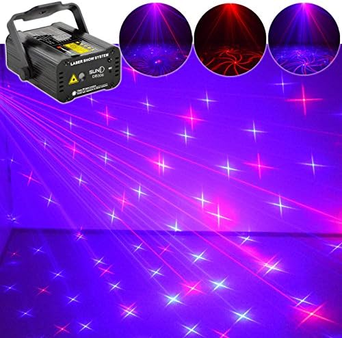 SUNY Red Blue Mini Laser Light Show System Multi-Pattern Stage Lighting for Home Party Wedding Holiday Decorative Indoor Projector