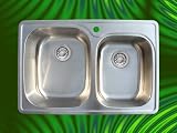 T294 18 Gauge Overmount Double Bowl Kitchen Sink 33