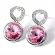 Silvertone Pink Swarovski Crystal Drop Earrings Fashion Jewelry
