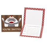 Sock Monkey Red Invitations (8) Party Supplies