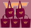 Virginia Tech Grocery Shopping Bags 5 Pc Set NCAA Logo Reusable Hokies ECO EARTH FRIENDLY GREEN Totes
