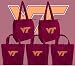 VT Logo Virginia Tech Hokies NCAA Logo Reusable Grocery Shopping Bags 5 Pc Set ECO EARTH FRIENDLY GREEN Totes