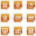 Wallmonkeys Peel and Stick Wall Decals - Finance Web Icons, Orange Glossy Sticker Series - Removable Graphic