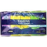 Tampax Pearl Compak Plastic, Triplepack With Light/Regular/Super Absorbencies, Unscented Tampons, 40 Count (Pack of 2)