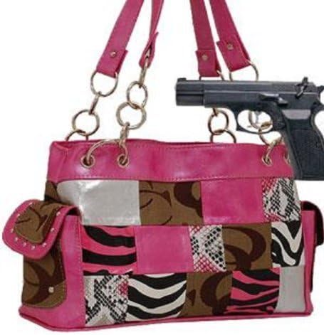 Pink and Khaki Fashion Signature Patch Conceal and Carry Purse