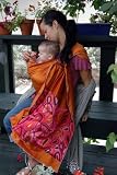 Oopa Baby Silk Sling - Orange Pink Peacock Lined Silk