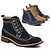 Ferro Aldo MFA-806278 White Black Brown Navy Blue Perforated Mens Lace up Dress Ankle Boot w/ Leather Lining and Full Side Zipper
