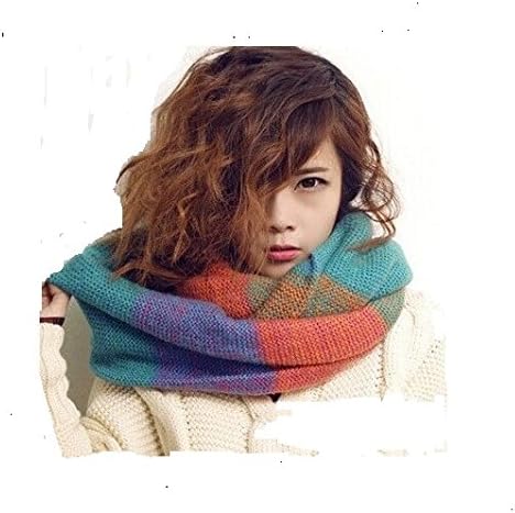 Dealzip Inc®Girls Women Lady Dark Green & Red Winter Infinity CircleNeckwarmer Infinity Loop Long Scarf Shawl+Random gift