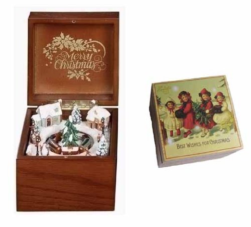 Retro Animated Decorative Christmas Village Music Box