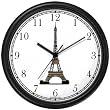 Eiffel Tower Paris & France - Famous Landmarks - Theme Wall Clock by WatchBuddy Timepieces (Black Frame)