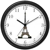 Eiffel Tower Paris & France - Famous Landmarks - Theme Wall Clock by WatchBuddy Timepieces (White Frame)
