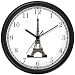 Eiffel Tower Paris & France - Famous Landmarks - Theme Wall Clock by WatchBuddy Timepieces (Black Frame)