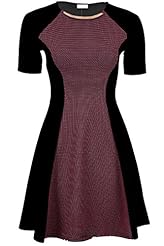 Scoop Neck Flared-Skirt Short Short Sleeves Polka Dot Print Party Dress 