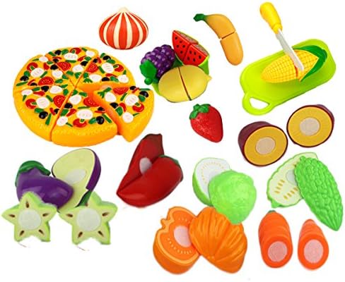 Plastic Fruit Vegetable Kitchen Cutting Learning Activity Toy Set Kids Toys 24Pcs